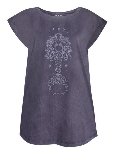 Women T-shirt Roll Grey Wash Mermaid