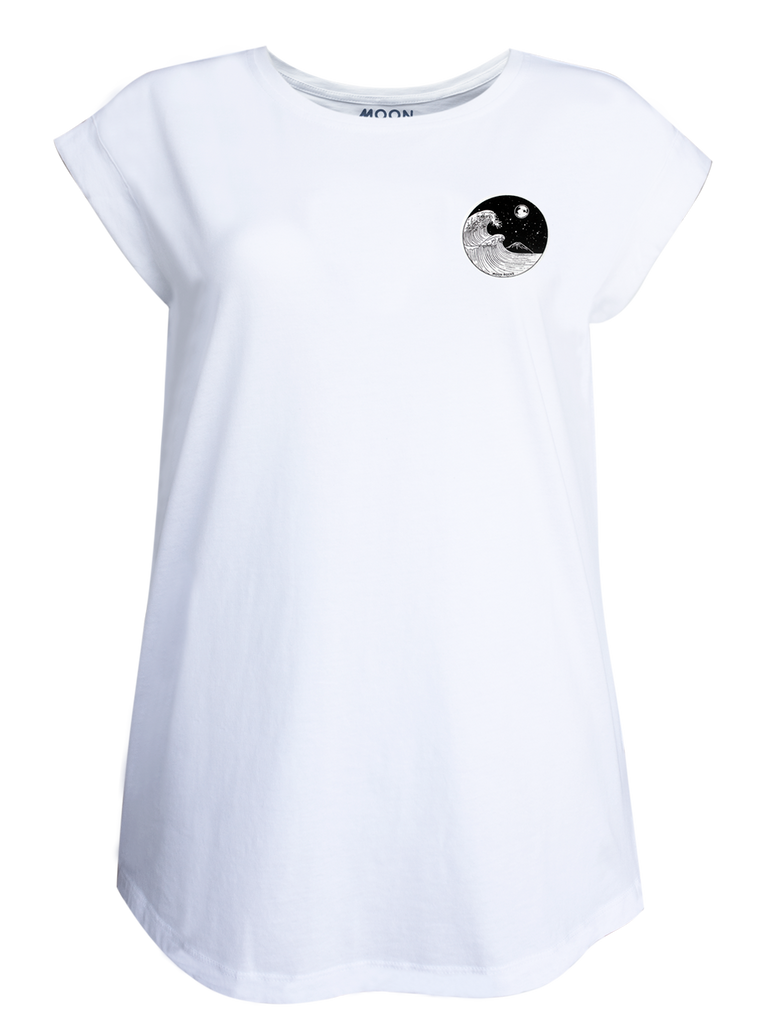 Women T-shirt Roll White Yin Wave