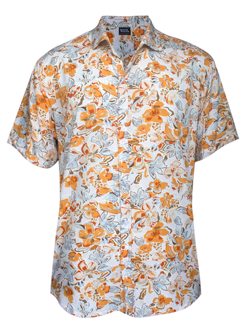 Men Shirt Hibiscus Orange