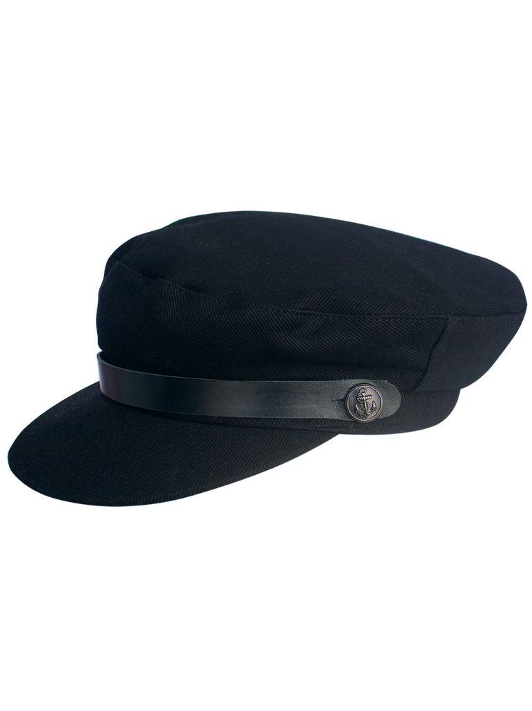 Captain Hat Leather Black