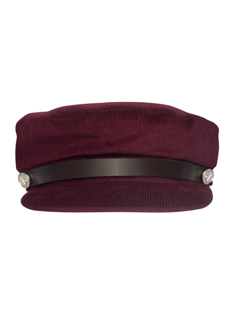 Captain Hat Leather Maroon