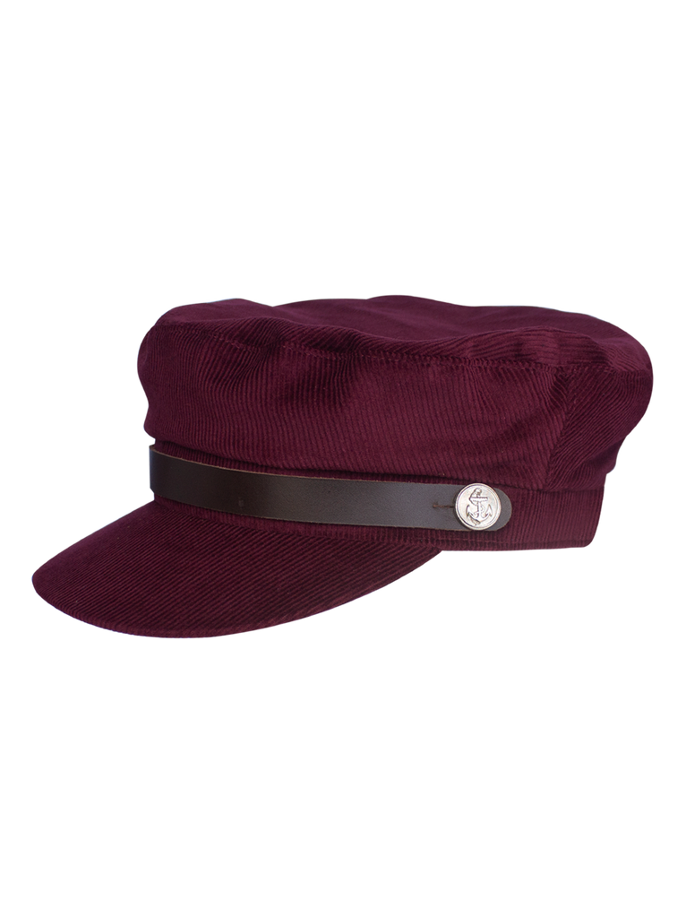 Captain Hat Leather Maroon