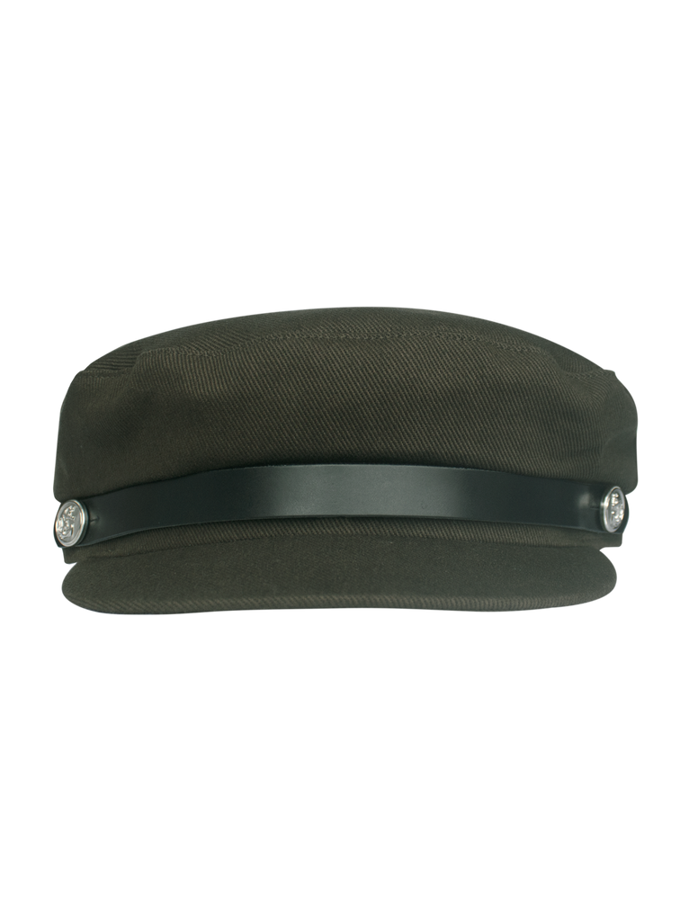 Captain Hat Leather Olive