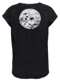 Women T-Shirt Roll Black Wash Canggu Rocks