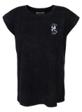 Women T-Shirt Roll Black Wash Moon Snake