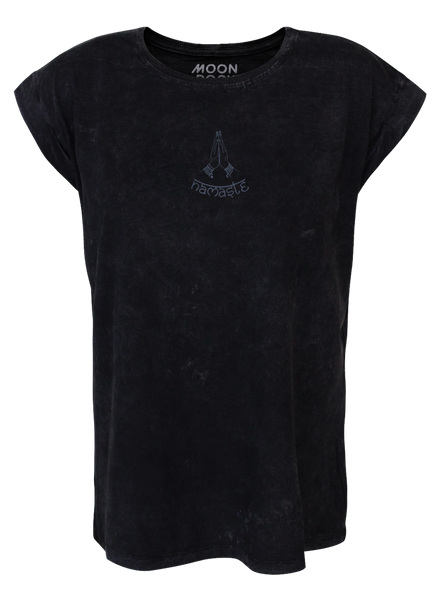 Women T-shirt Roll Black Wash Namaste