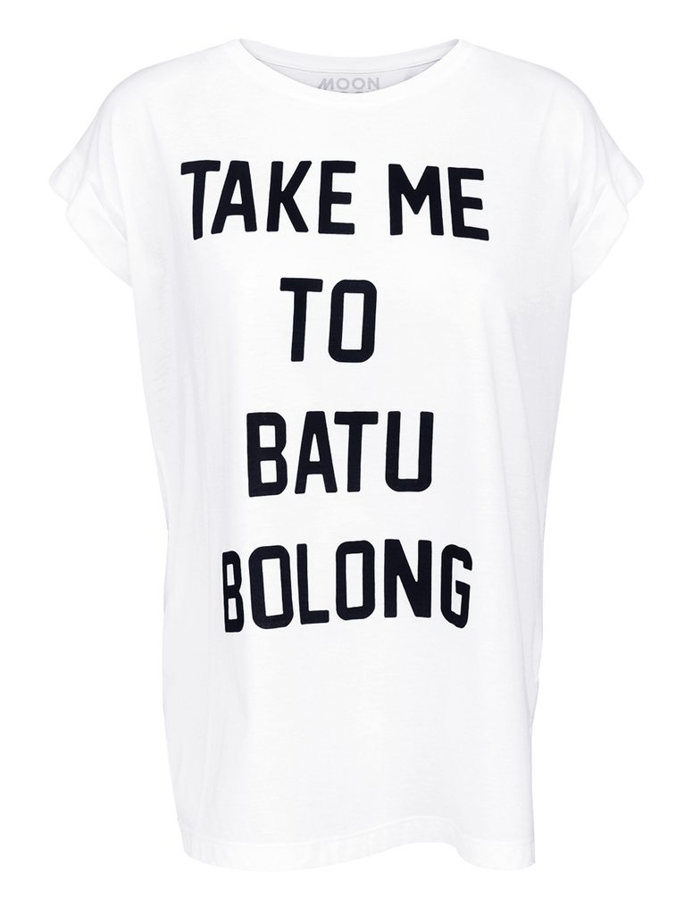 Women T-shirt Roll White Batu Bolong