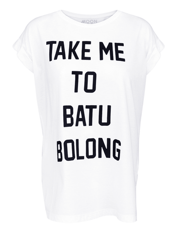 Women T-shirt Roll White Batu Bolong