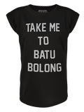 Women T-shirt Roll Black Batu Bolong