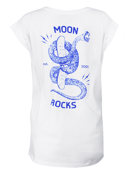 Women T-Shirt Roll White Moon Snake White