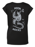 Women T-Shirt Roll Charcoal Moon Snake