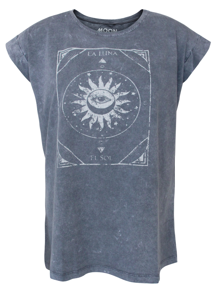 Women T-shirt Roll Grey Wash La Luna