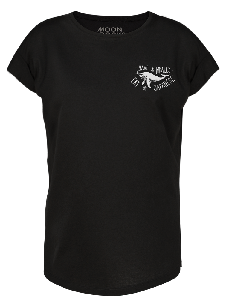 Women T-shirt Roll Charcoal Save The Whales
