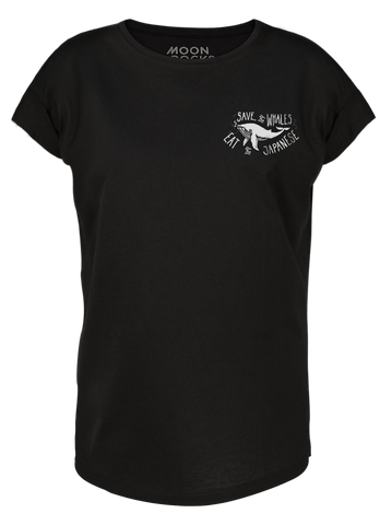 Women T-shirt Roll Charcoal Save The Whales