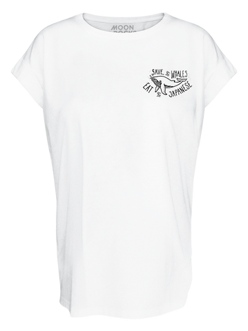 Women T-shirt Roll White Save The Whales