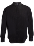 Men Shirt Long Sleeve Black Cotton Linen