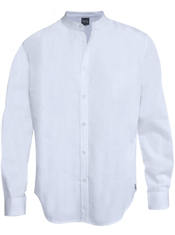 Men Shirt Long Sleeve White Cotton Linen