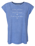 Women T-shirt Roll Blue Wash Clean The Seas
