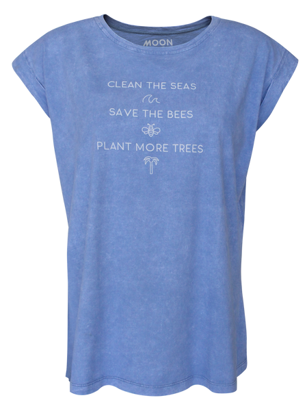 Women T-shirt Roll Blue Wash Clean The Seas
