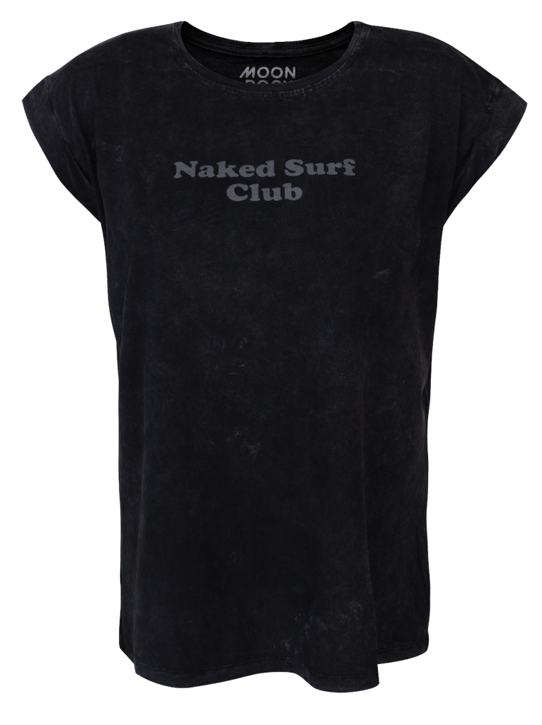 Women T-shirt Roll Black Wash Naked Surf