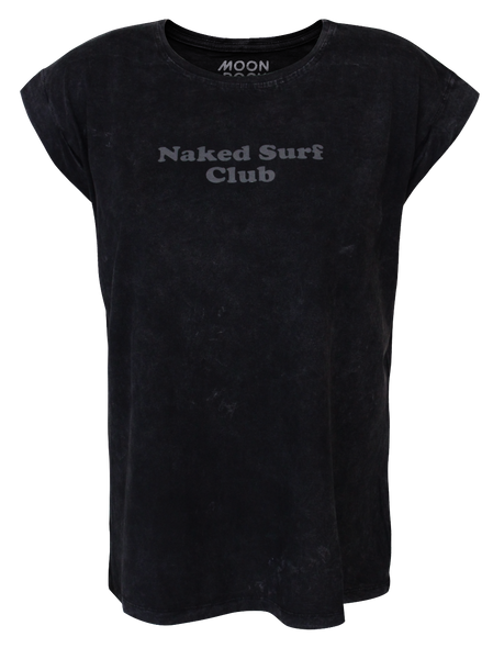 Women T-shirt Roll Black Wash Naked Surf