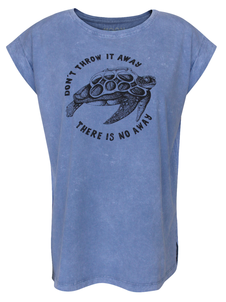 Women T-shirt Roll Blue Wash Turtle