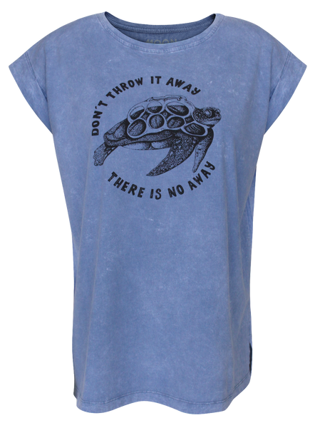 Women T-shirt Roll Blue Wash Turtle