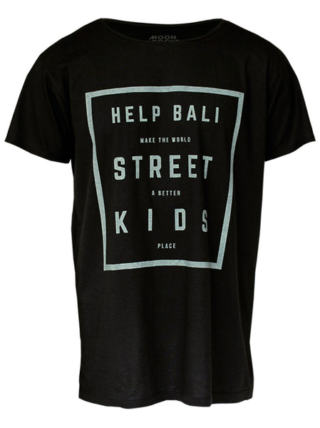 Men T-shirt Black Street Kids