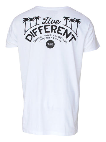 Men T-shirt White Live Different Back