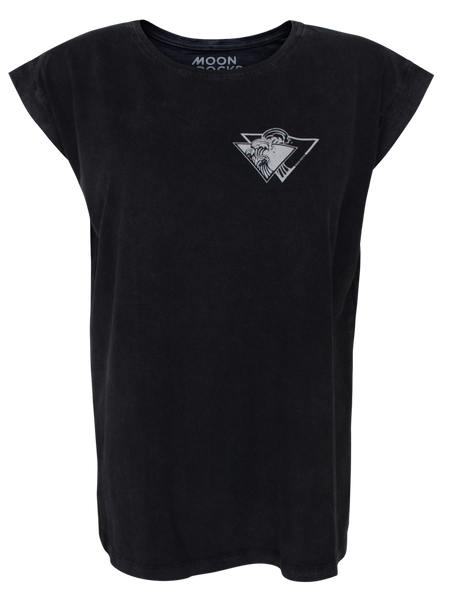 Women T-shirt Roll Black Wash Tri Wave