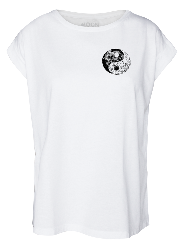 Women T-shirt Roll White Yin Moon