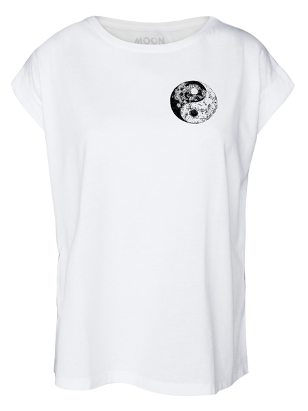 Women T-shirt Roll White Yin Moon