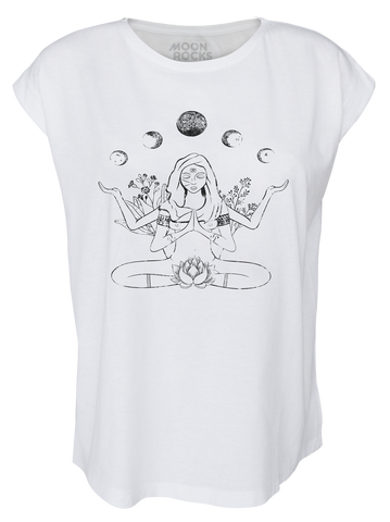 Women T-shirt Roll White Yin Yoga